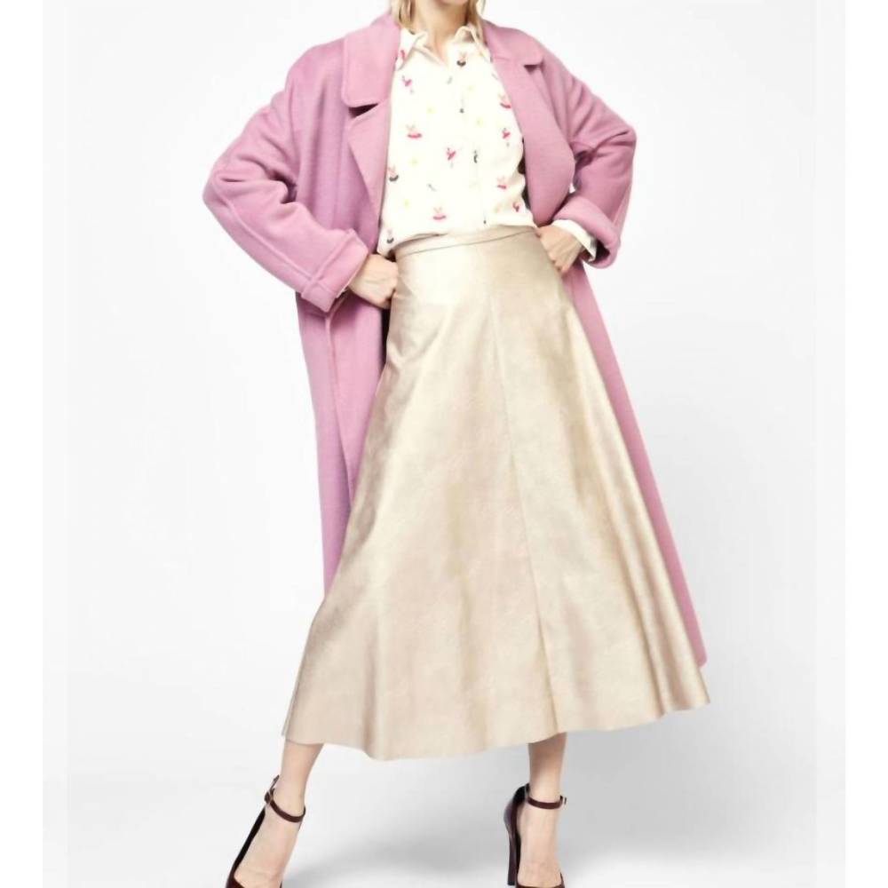 NEW DIXIE faux leather midi skirt in platino